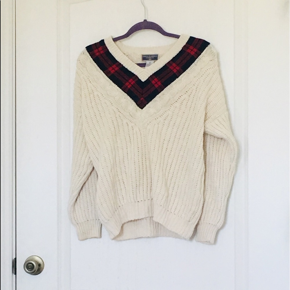 Erika’s Classic V-neck Cable Knit Sweater